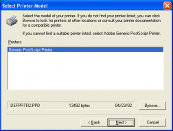 PostScript printer kiválasztása